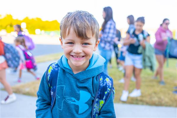 Students walking to school for National Walk to School Day.